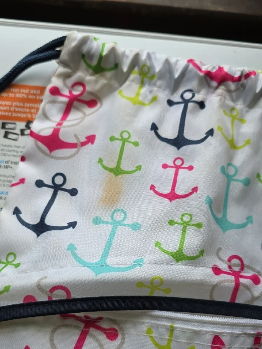 Thirty-One Anchor Print Drawstring Backpack - Picture 4 of 6